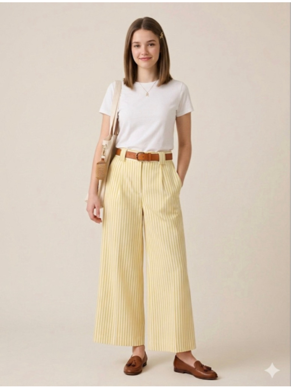 EXPRESS White Yellow Striped High Rise Culottes Size M